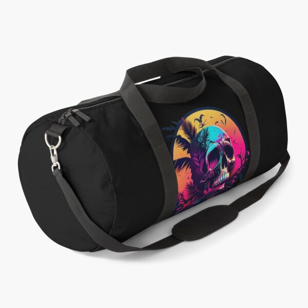 Item preview, Gothic Skull on Tropical Pink and Orange Background designed and sold by ShadowAndSlate.
