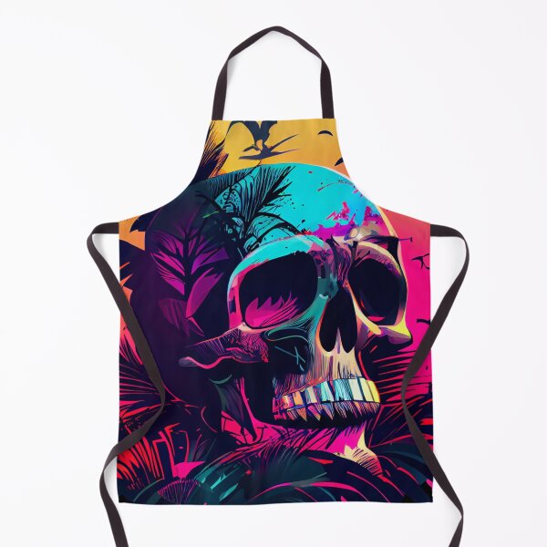 Item preview, Gothic Skull on Tropical Pink and Orange Background designed and sold by ShadowAndSlate.