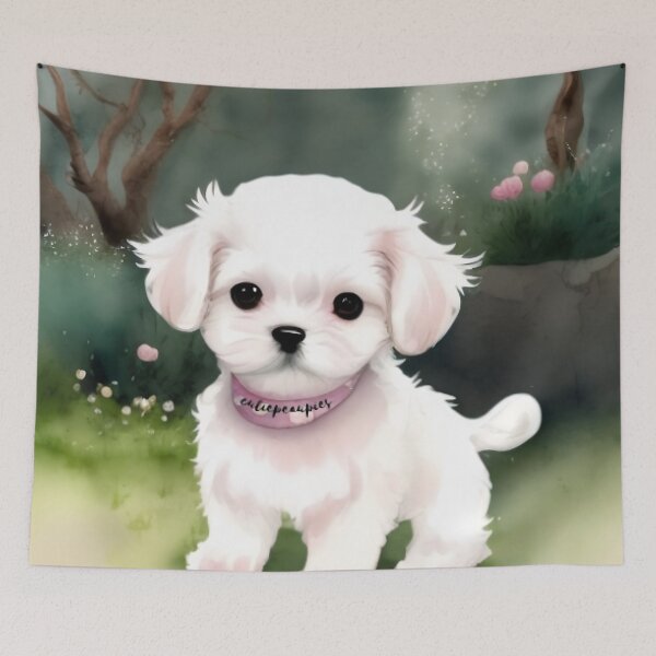 Item preview, Cute Maltese Puppy Art 3 designed and sold by cutiepeaupies.