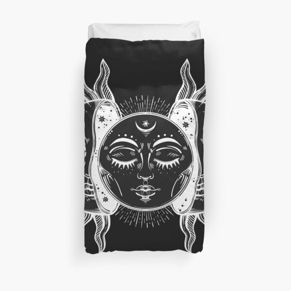 Vintage Sun and Moon Solar Eclipse Duvet Cover