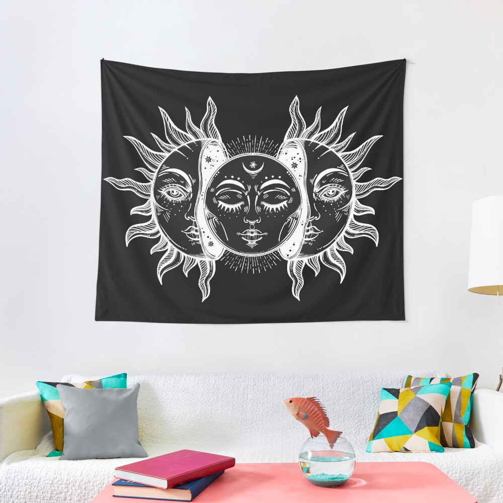 Vintage Sun and Moon Solar Eclipse | Tapestry