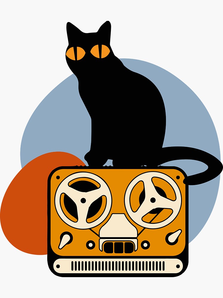 Cat with retro media icon, Cute and funny vintage color. Sticker