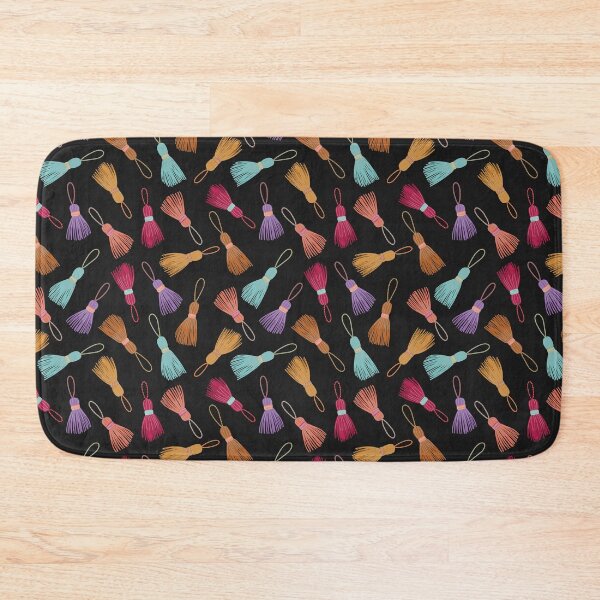Item preview, Colourful Tassels Black background designed and sold by Lozzie Eliza Designs.
