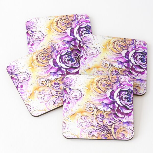 Item preview, Vintage purple distressed floral pattern designed and sold by craftybluebells.
