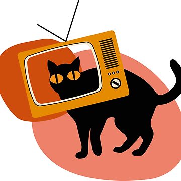 Cat with retro media icon, Cute and funny vintage color. Sticker