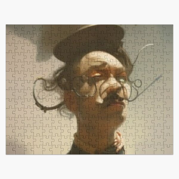 surrealism Salvador Dali matte background melting oil on canvas steampunk engine sinister by Greg Rutkowski head and shoulders portrait Jigsaw Puzzle