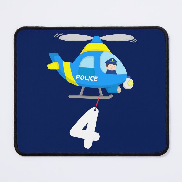 Item preview, Police Helicopter with Cop 4th Birthday Design designed and sold by samshirts.