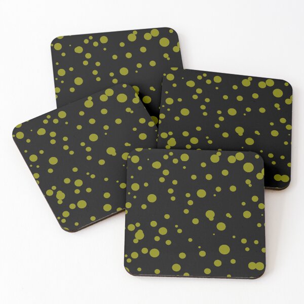 Aperçu de l'œuvre Random Dots Repeat Khaki on Black 5748 créée et vendue par Art in My Loft.