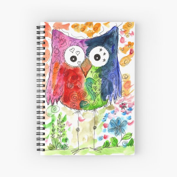 Hello Crazy Bird! Multi color watercolor original Spiral Notebook