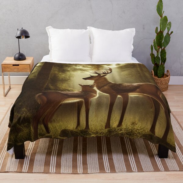 Item preview, Deer family in beautiful forest fantasy picture designed and sold by kispixart.