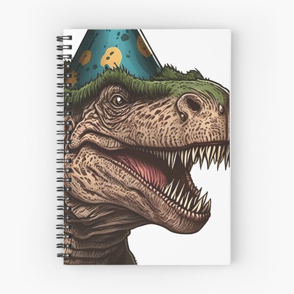 Aperçu de l'œuvre Tête de dinosaure de fête avec chapeau d'anniversaire créée et vendue par PatternBestFan.