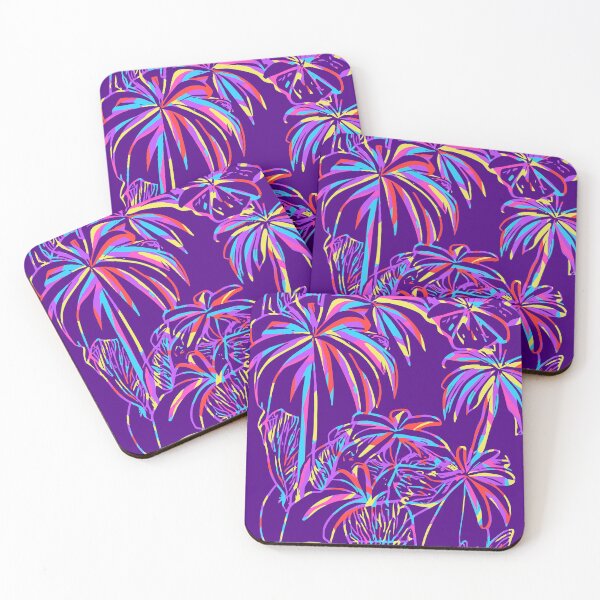 Item preview, 80s Abstract Tropical colorful theme with palms on purple designed and sold by JaReVa.