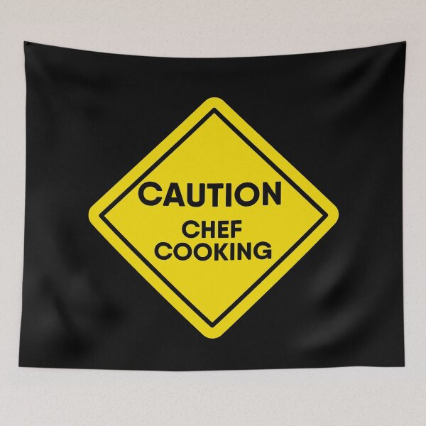 Item preview, Caution chef cooking Yellow Warning Sign designed and sold by RiciPaneto.