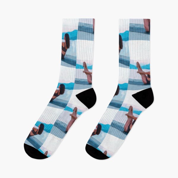 Item preview, Yoga woman on a pier by the sea. Image created using only triangles. designed and sold by janesg.