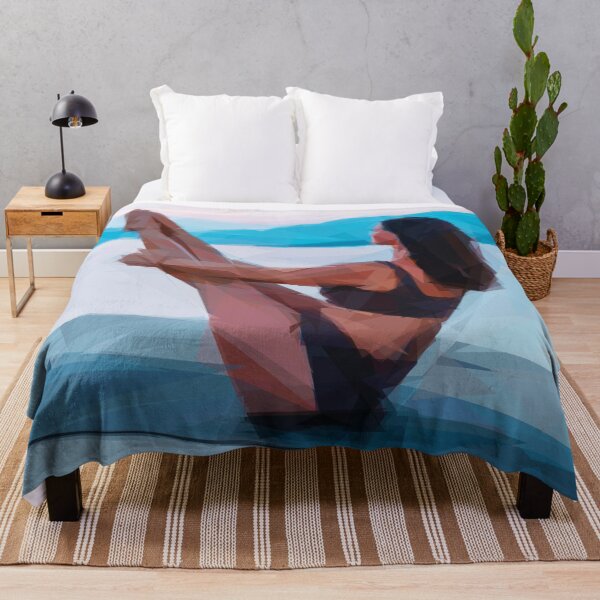 Item preview, Yoga woman on a pier by the sea. Image created using only triangles. designed and sold by janesg.