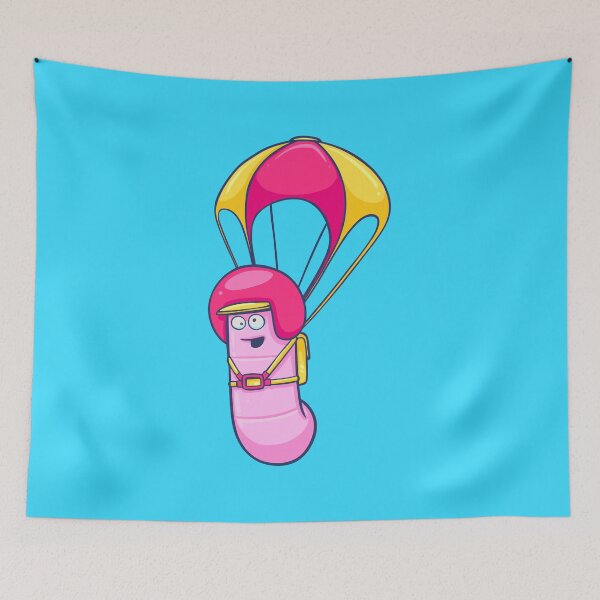 Item preview, Worm Parachuting designed and sold by rocketdandy.