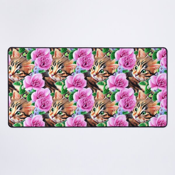Aperçu de l'œuvre Beaux motifs de chat mignon en fleurs créée et vendue par Waveval.