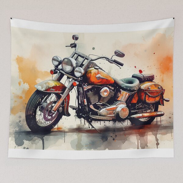 Item preview, Old School Harley in watercolor designed and sold by Rusty Wright.