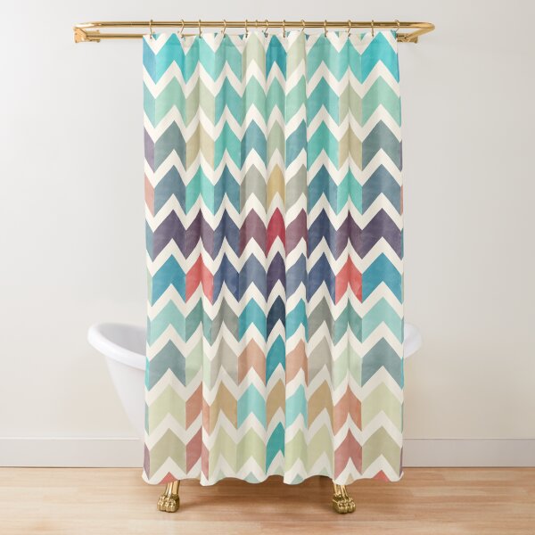 Watercolor Chevron Pattern Shower Curtain
