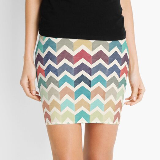 Watercolor Chevron Pattern Mini Skirt