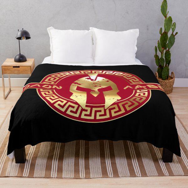 Item preview, Spartan Greek Helmet Red Gold Black Stripe Molon Labe designed and sold by Yiorgos Designs.