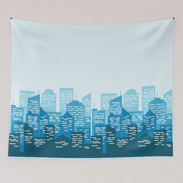 Item preview, blue urban city landscape with skycraper and building designed and sold by Ijjul322.