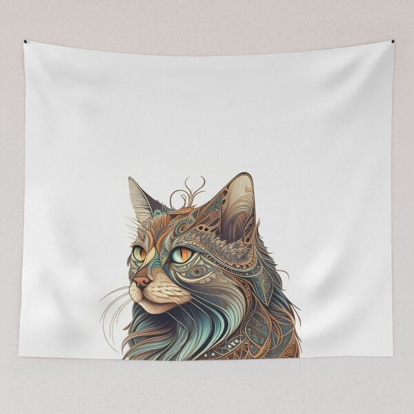 Item preview, The Cat Art Boho Style designed and sold by tranb0644.