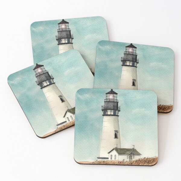 Item preview, Watercolor Yaquina Head Lighthouse in the grass field designed and sold by MaryWatercolor.
