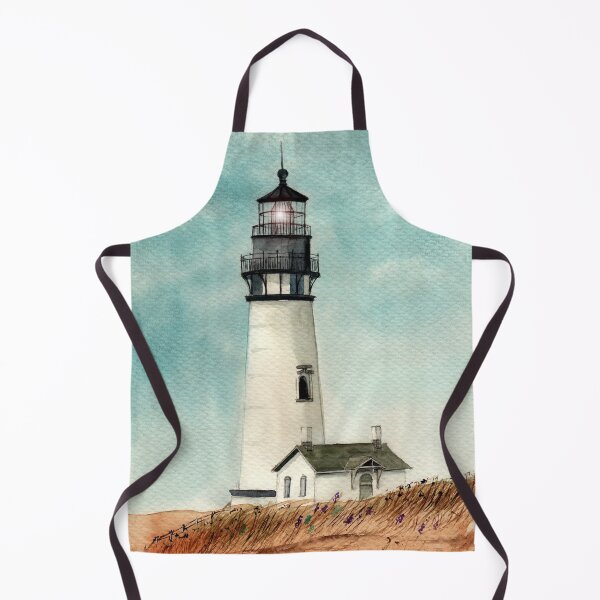 Item preview, Watercolor Yaquina Head Lighthouse in the grass field designed and sold by MaryWatercolor.