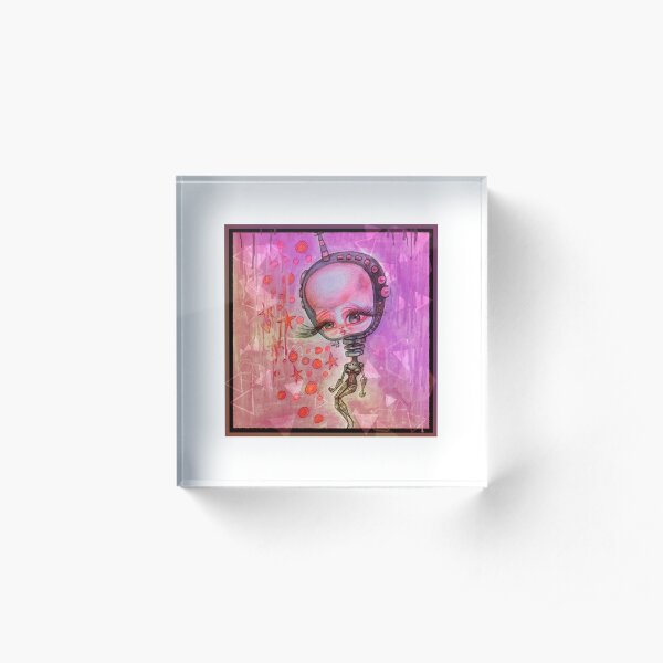 hot pink trash robot Acrylic Block