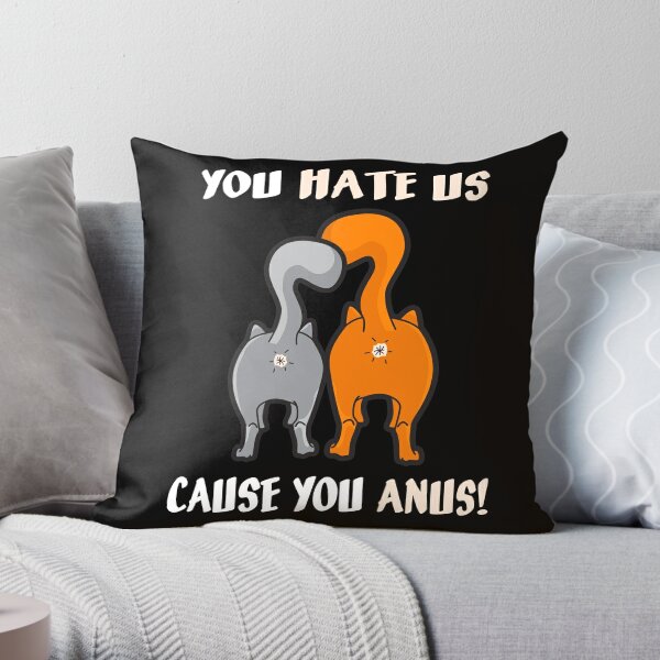 Happy Kitty Cat Butt Throw Pillow by Lindsay McCart