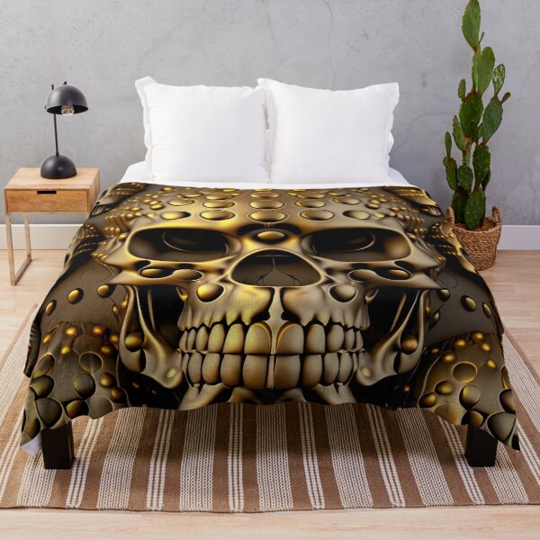 Item preview, Golden skull art designed and sold by Simone Davino.