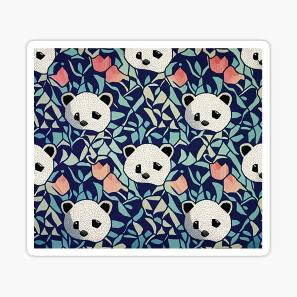 Cute panda and flower pattern print Sticker