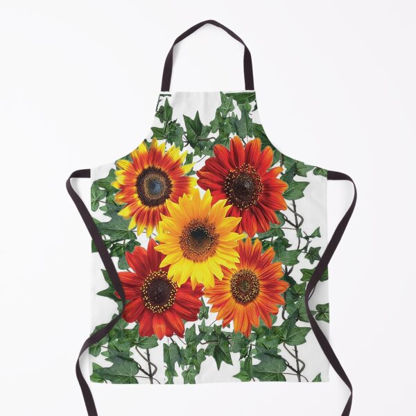 Item preview, SUNFLOWERS GREEN IVY GARDEN DESIGN WHITE ART designed and sold by sharlesart.