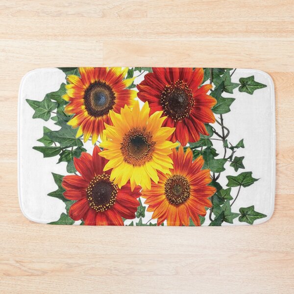 Item preview, SUNFLOWERS GREEN IVY GARDEN DESIGN WHITE ART designed and sold by sharlesart.