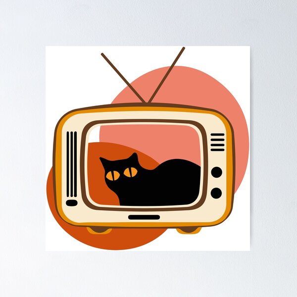 Cat with retro telephone icon, Cute and funny vintage color