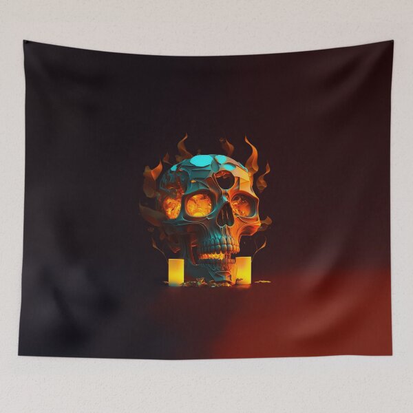 Item preview, Flame skull art designed and sold by Simone Davino.