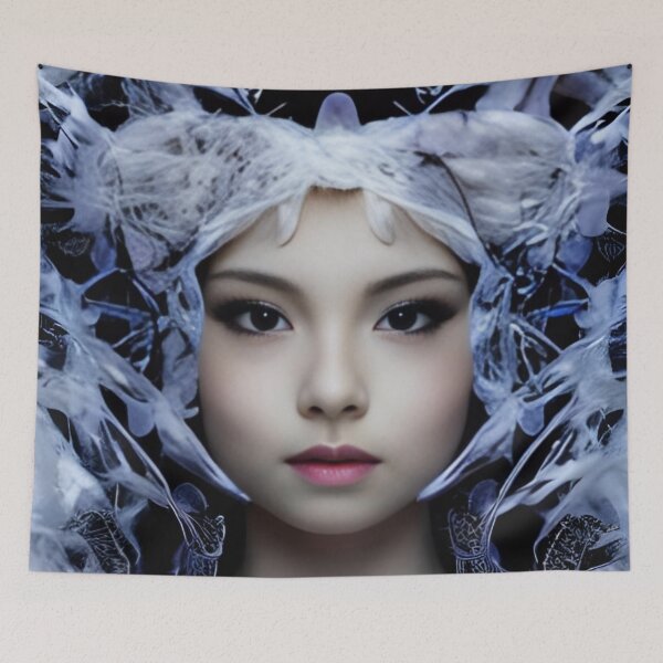 Item preview, Blue Symmetry: A Photorealistic Portrait of a Young Woman designed and sold by masabo.