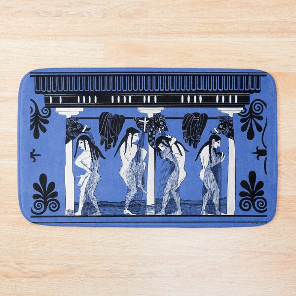 Item preview, Ancient Greek Women Bathing Vase Print - Blue designed and sold by gildedfinches.