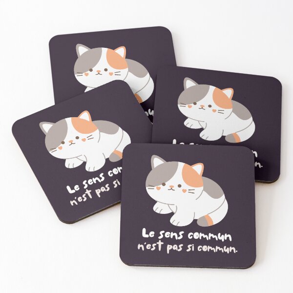 Item preview, Cute cat with Voltaire quote: Le sens commun n'est pas si commun designed and sold by artbleed.