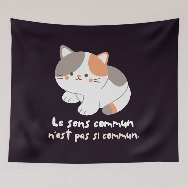 Item preview, Cute cat with Voltaire quote: Le sens commun n'est pas si commun designed and sold by artbleed.