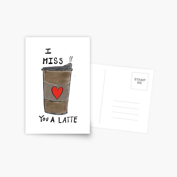 Item preview, I Miss You Card, I Miss You A Latte, Cute Missing You Card designed and sold by travelingpoppy.