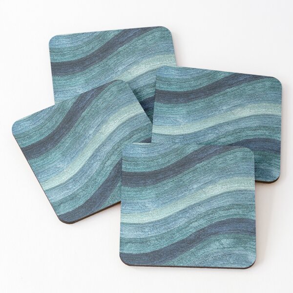 Item preview, Minimalist Art in Blue and Green Wave Lines designed and sold by ZedColors.