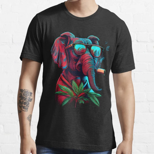 elephant smoking weed with glasses