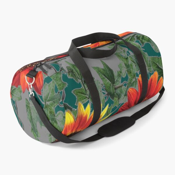 Item preview, YELLOW-RED SUNFLOWERS IVY VINES GREY ART   designed and sold by sharlesart.