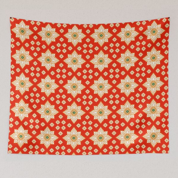 Item preview, Thai Ikat Red Floral Seamless Pattern Geometric Seamless Pattern Thai Textile Seamless Pattern designed and sold by Apkdesigner.