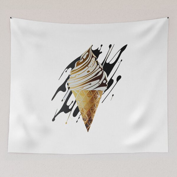 Aperçu de l'œuvre Ice Cream Cone in Black and Gold créée et vendue par ShadowAndSlate.