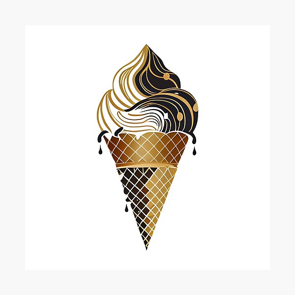 Artikelvorschau, Dripping Ice Cream Cone in Black and Gold entworfen und verkauft von ShadowAndSlate.