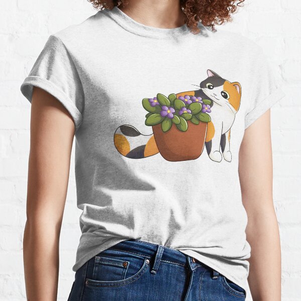 Calico Cat With Flower Classic T-Shirt