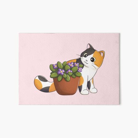 Calico Cat With Flower Art Board Print